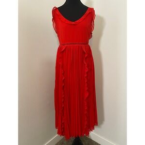 Lulu's Red Ruffle Midi Dress